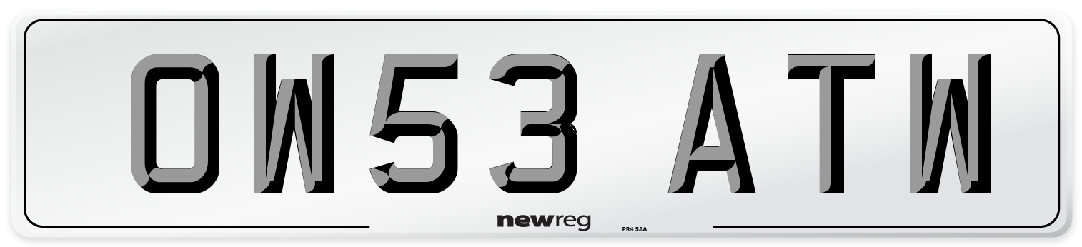 OW53 ATW Number Plate from New Reg